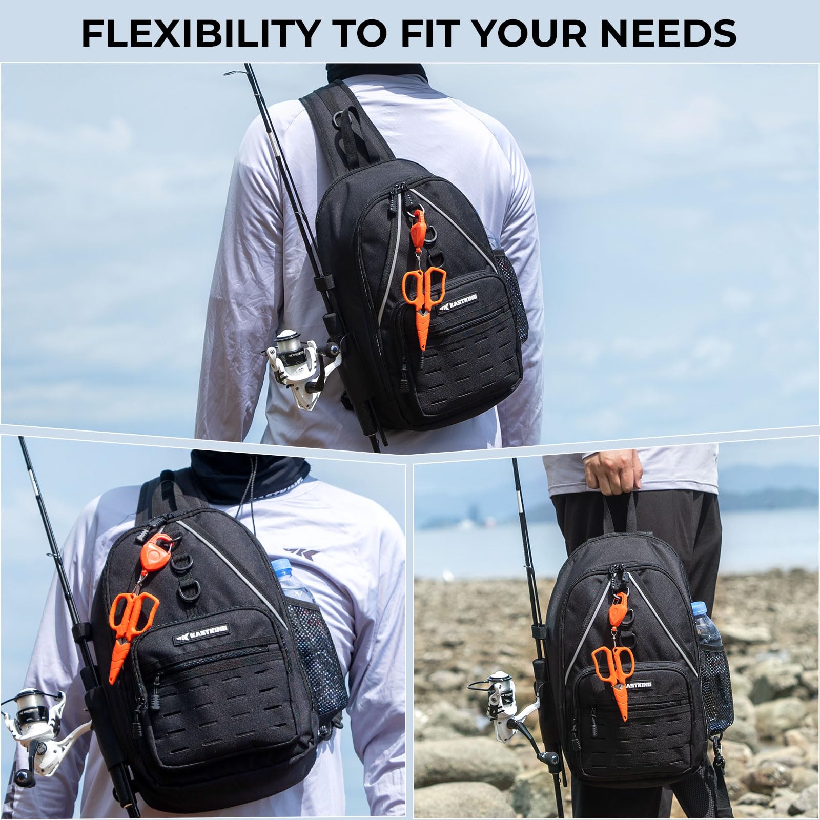 KastKing Karryall Sling Tackle Bag–Fishing Sling Pack,Fishing Backpack With Rod Holder,MOLLE System,Soft Bait & Gear Storage - Image 6