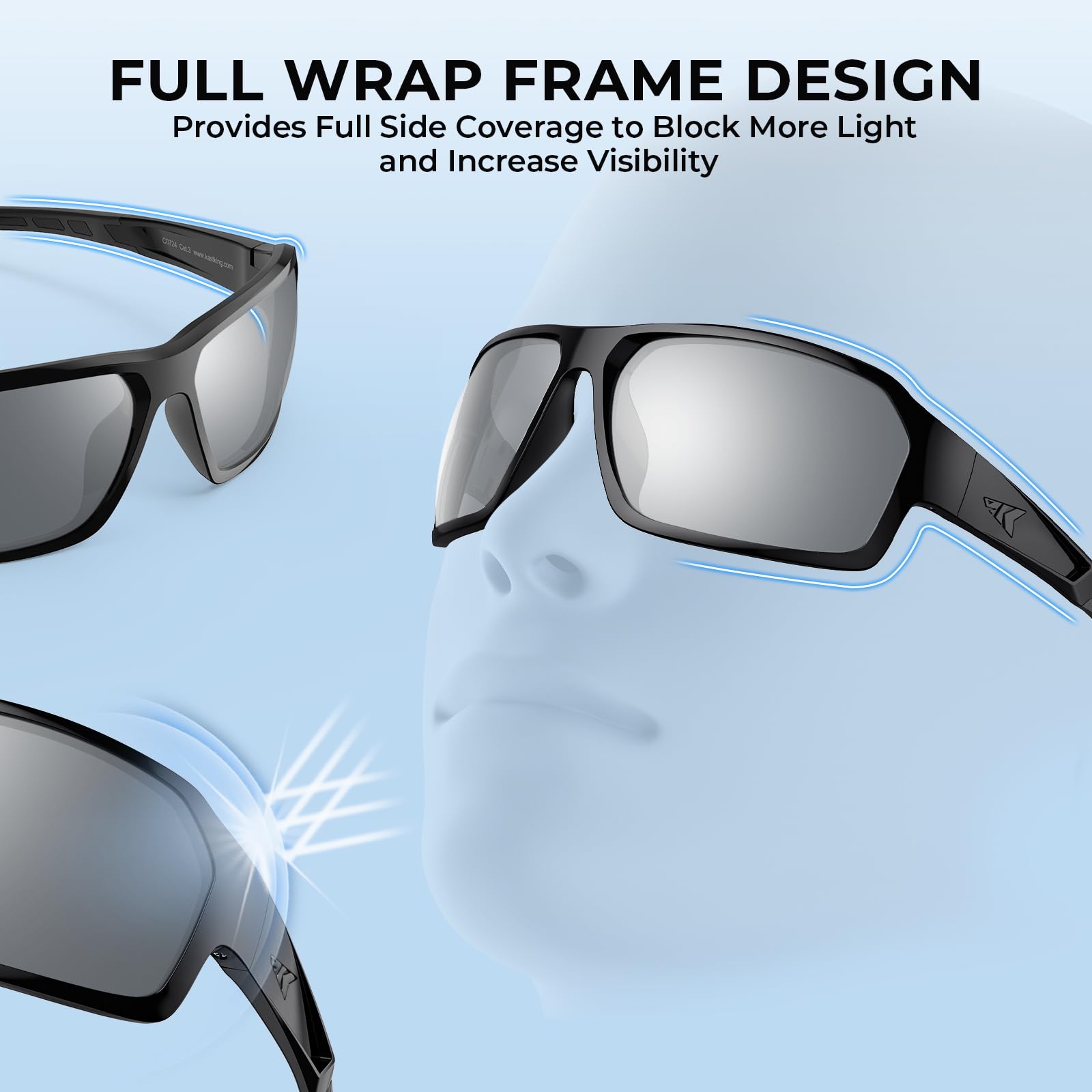 KastKing Chippewa Polarized Fishing Sunglasses, UV400 Protection Full Wrap Frame Sports Cycling Sunglasses, 1.0mm TAC Lenses - Image 2