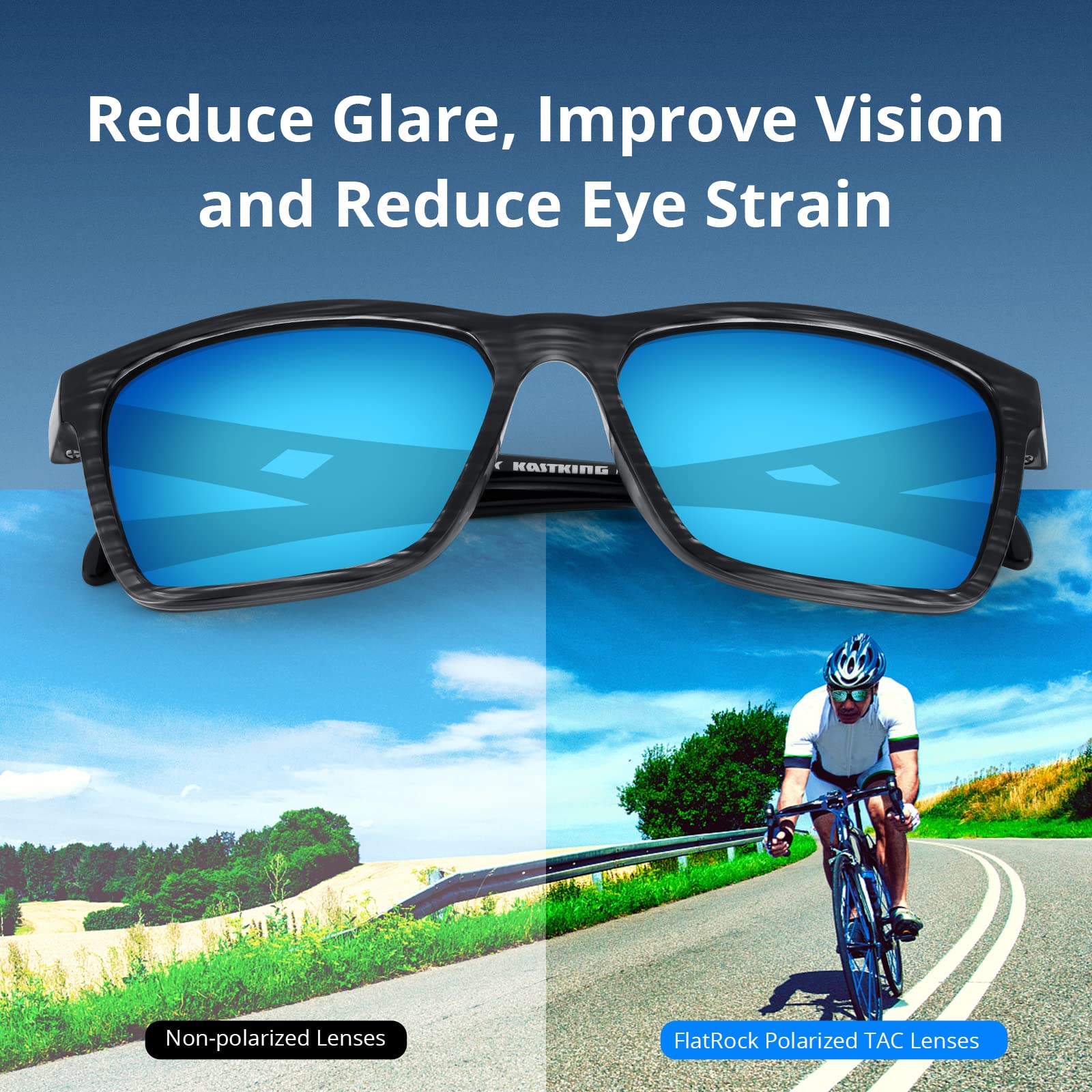 KastKing FlatRock Polarized Sport Sunglasses for Men and Women, Ideal for Driving Fishing Cycling Running, UV Protection - Image 4