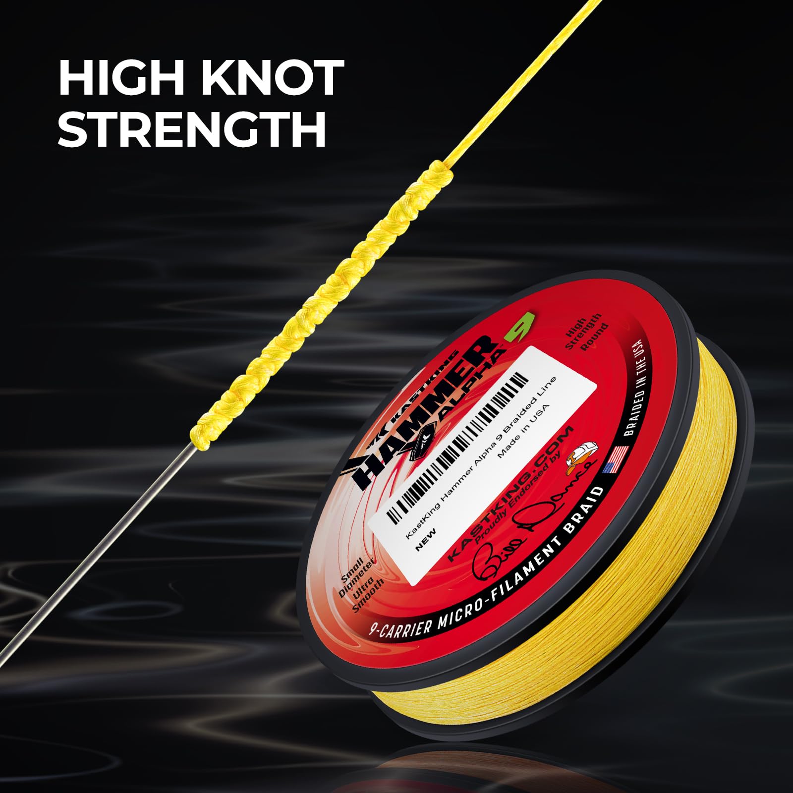 KastKing Hammer Alpha 9 UHMWPE Braided Fishing Line - Made in The USA, Strong and Smooth, Round, 9-Carrier, Colorfast Braided Fishing Line, Perfect for Most Fishing Reel and Finesse Applications - Image 8