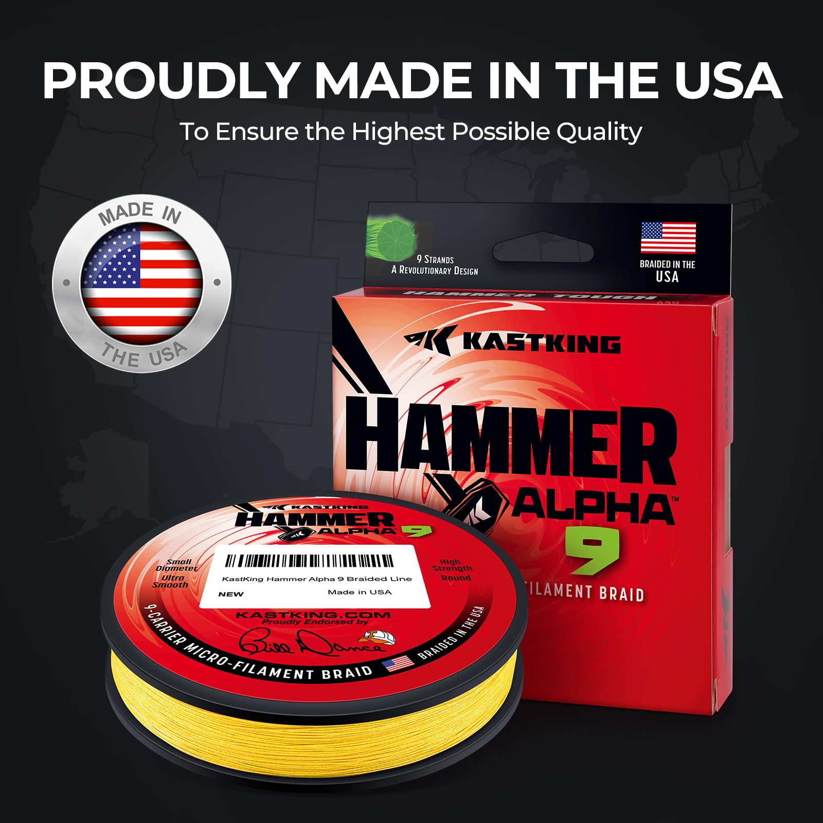 KastKing Hammer Alpha 9 UHMWPE Braided Fishing Line - Made in The USA, Strong and Smooth, Round, 9-Carrier, Colorfast Braided Fishing Line, Perfect for Most Fishing Reel and Finesse Applications - Image 9