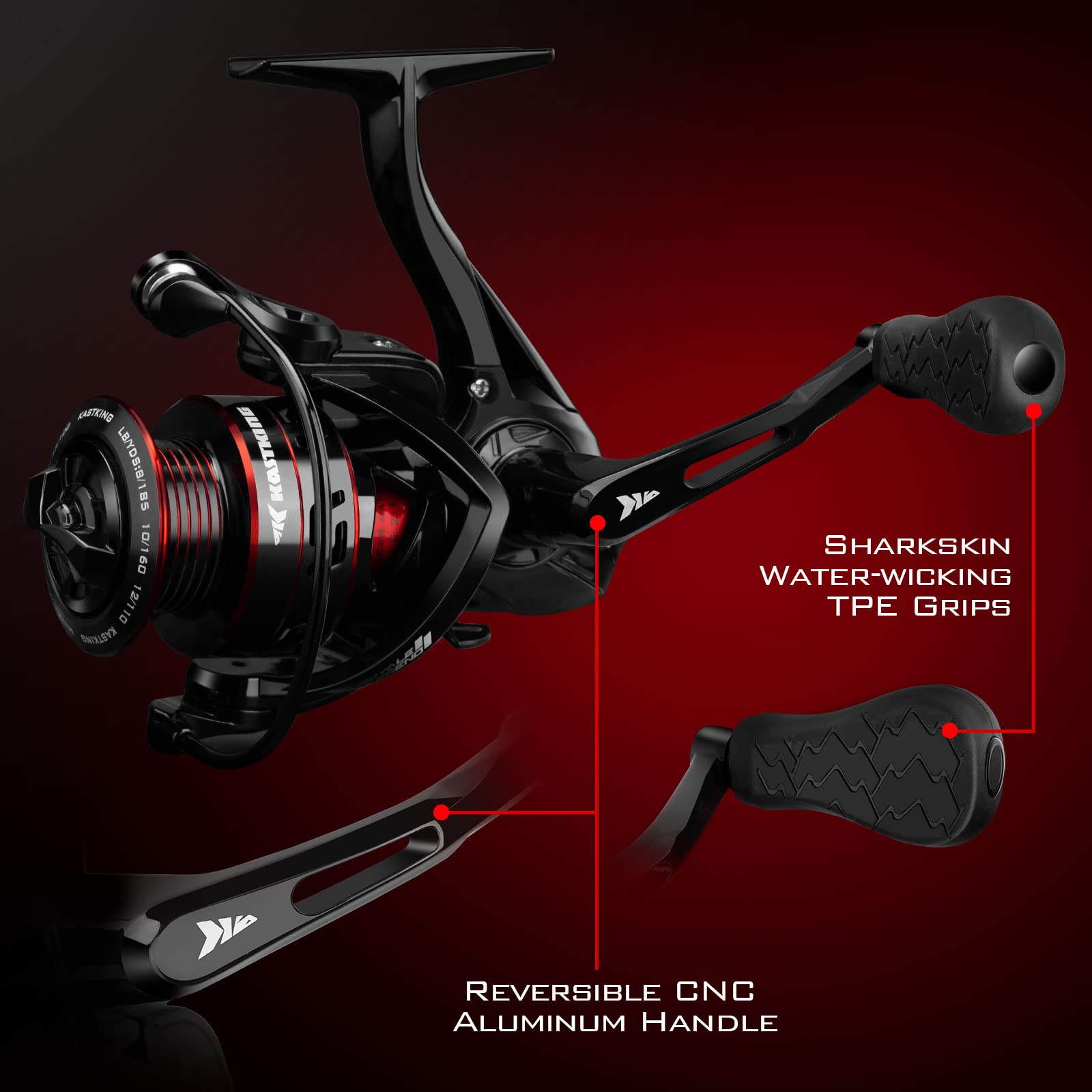 KastKing Royale Legend Fishing Reel - 5.2:1/6.2:1 Gear Ratio Spinning Reel, Up to 22 Lbs of Carbon Drag, 5+1/7+1 Stainless Steel Ball Bearings, Graphite Frame, Asymmetric Spinning Reel Rotor Design - Image 7